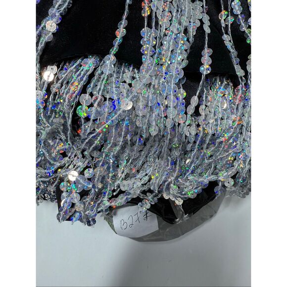 Weissman Black Silver Sequin Fringe Dance Costume Dress SIZE M - Picture 11 of 12